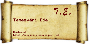 Temesvári Ede névjegykártya